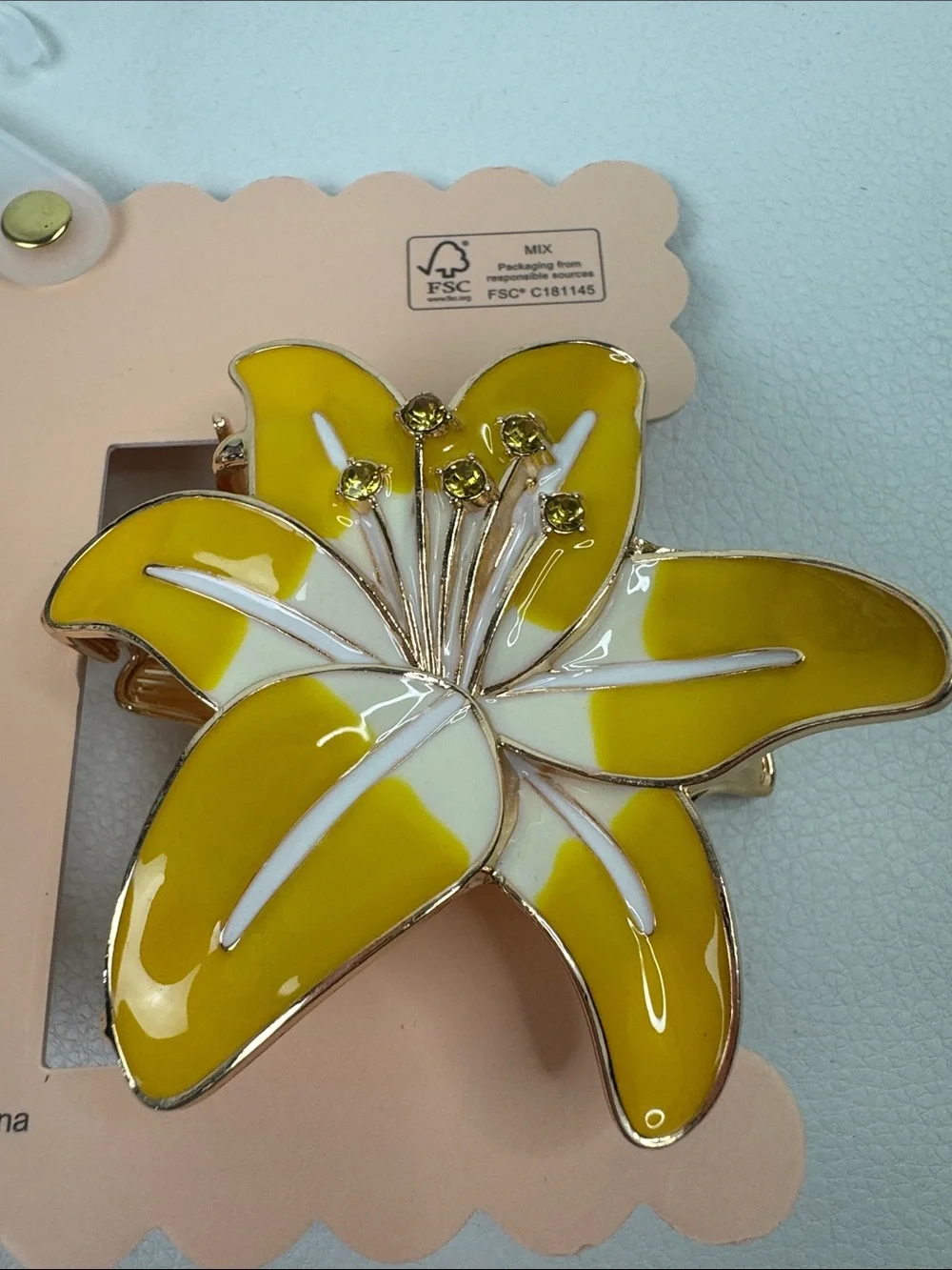 Sunday State Floral Enamel Hair Clips Claws in Yellow & Pink New NWT